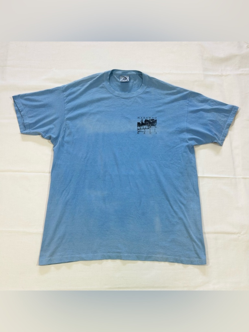 Vintage Anvil Mens XL Crewneck T Shirt Makawao Maui Hawaii Graphic Tee S/S Blue